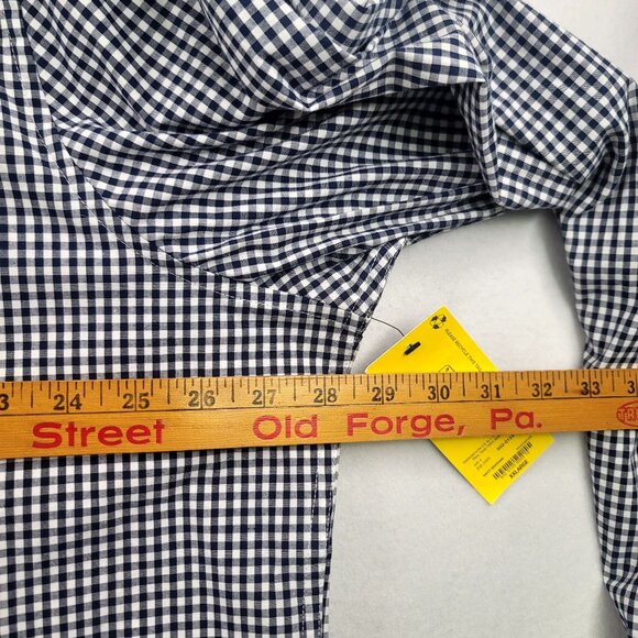 Claiborne Classic Fit Mens Stretch Navy Gingham Button-Down Shirt XXL - Picture 8 of 11